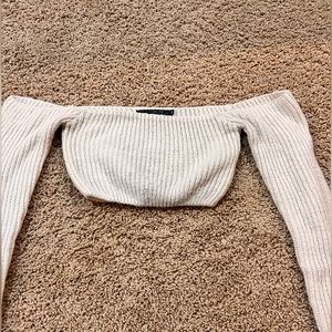 Off the shoulder cropped sweater